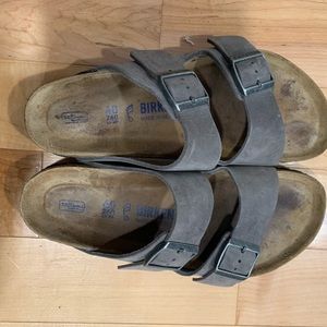 Authentic Gray Leather Soft Footbed regular size 40 Sandals